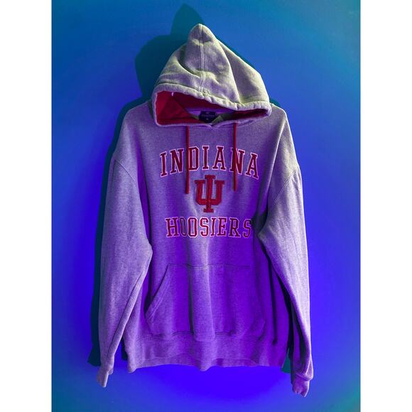 Colosseum IU INDIANA Hoosiers Drawstring Red Gray Pullover Hoodie Men's Size XL - Picture 1 of 3
